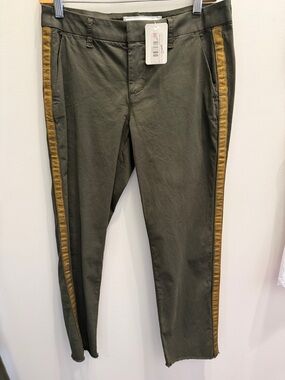 Frank & Eileen Olive Green Italian Chino with Gold Side Stripe Size 2 New!